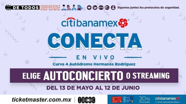 Cartelera de AUTOCONCIERTOS de mayo de 2021 'Citibanamex Conecta EN VIVO' en la CDMX