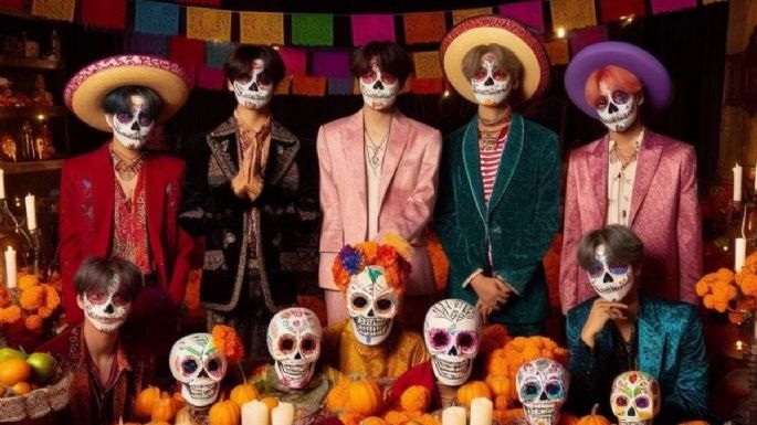 Así de guapos se ven los miembros de BTS como catrinas de Día de Muertos según la IA | FOTOS