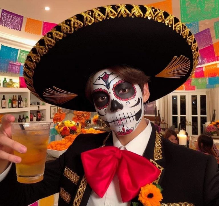 bts en dia de muertos como catrines fotos ia