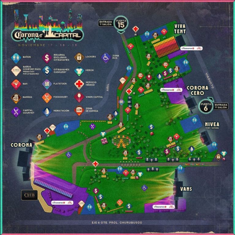 mapa horarios corona capital 2023 