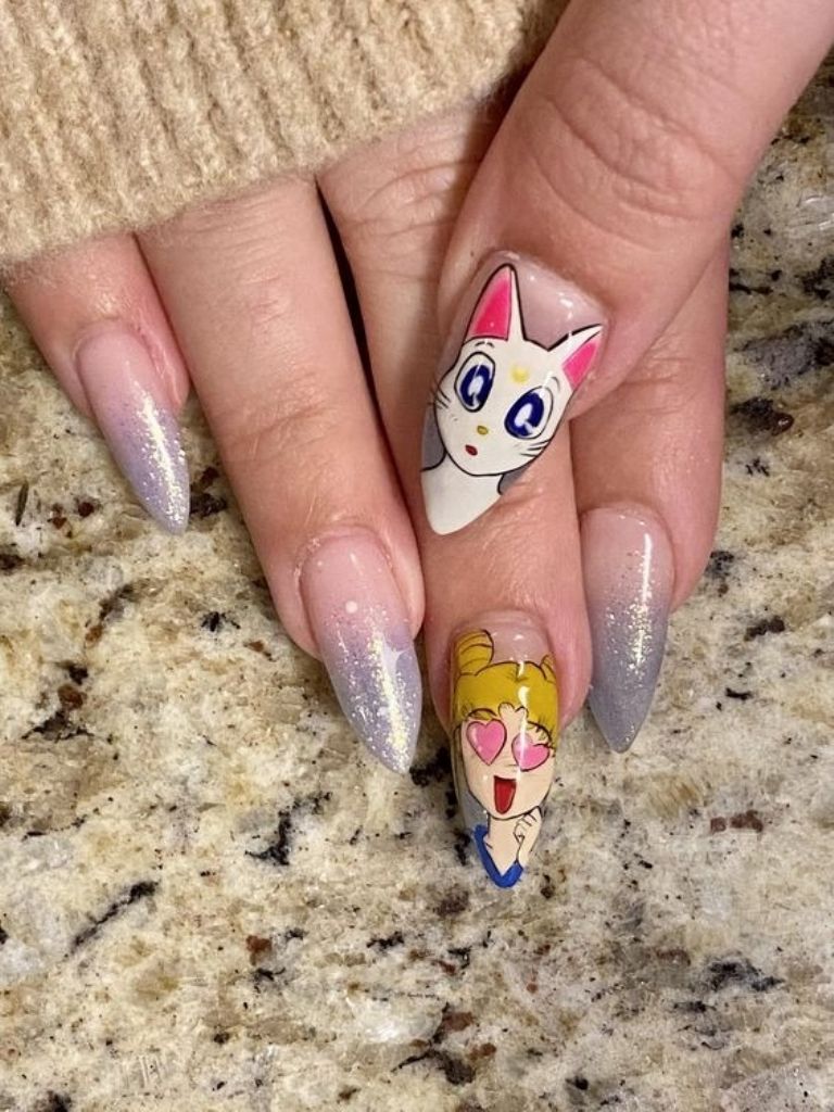 Diseños de uñas de usagi de sailor moon 