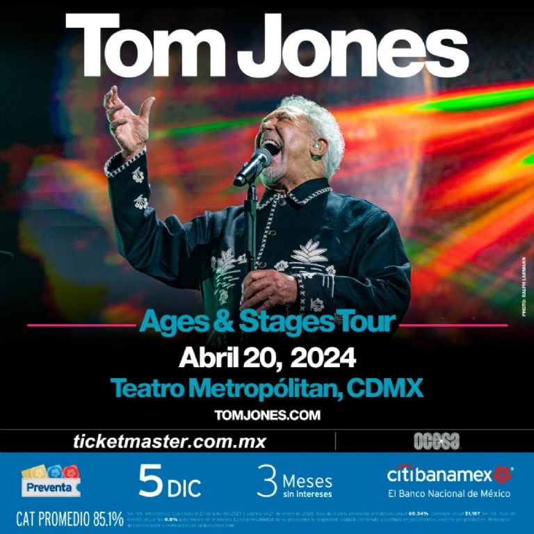Precio de los boletos para el concierto de Tom Jones en el Teatro Metropólitan de la CDMX