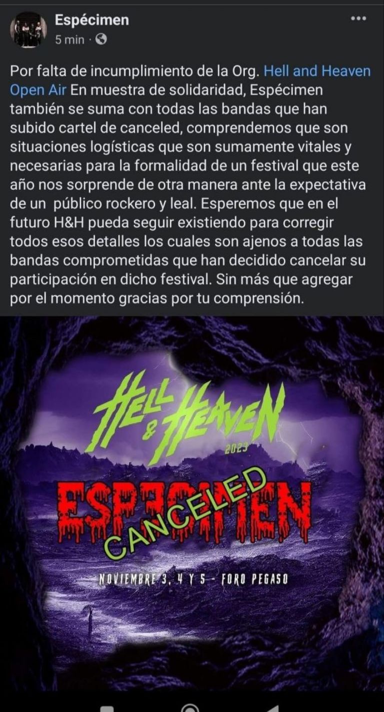 bandas cancelaciones hell and heave 2023 