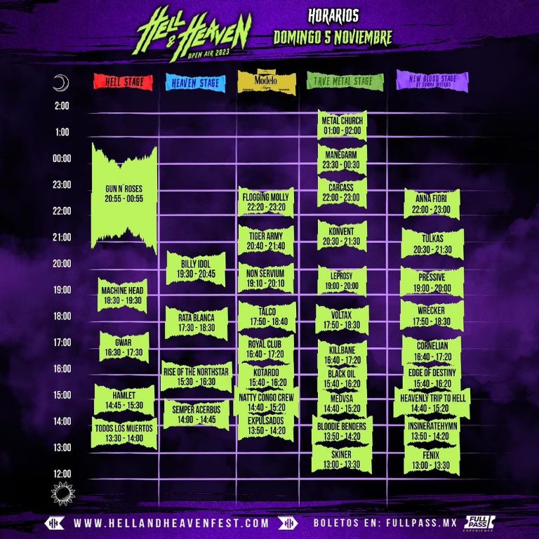 Te decimos los horarios de cada escenario del Hell and Heaven para este domingo 5 de noviembre