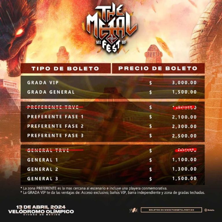 Esta es la fecha y el precio de los boletos para The Metal Fest