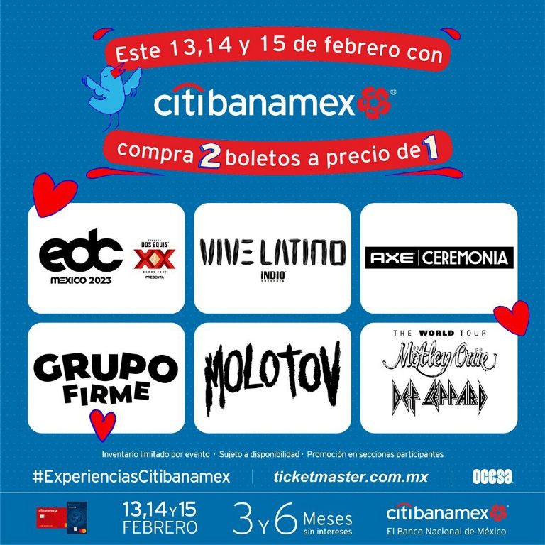 Aprovecha la promoción del 2x1 en conciertos de Ticketmaster