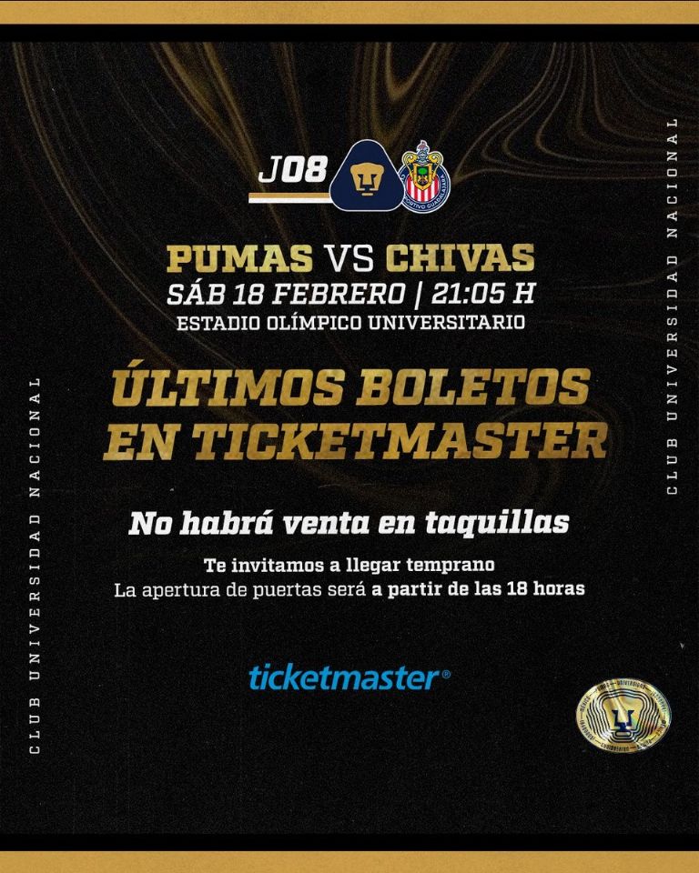 Ticketmaster boletos pumas chivas