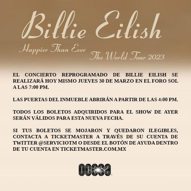 Clima en CDMX y horario para el concierto de Billie Eilish