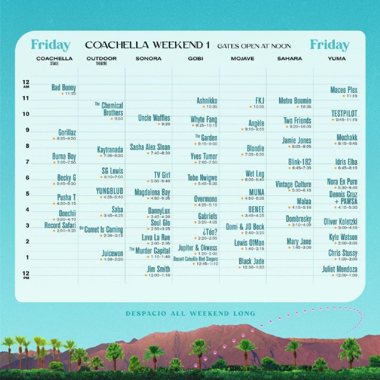 Coachella 2023 horarios Bad Bunny