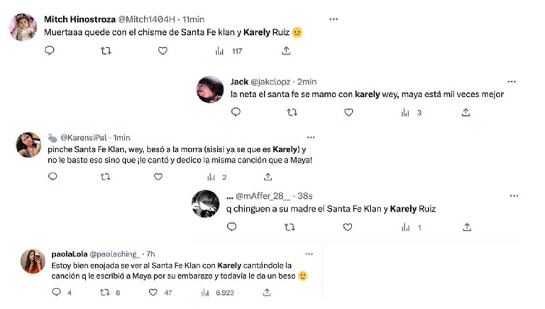 Karely Ruiz y Santa Fe Klan son tendencia por su beso.