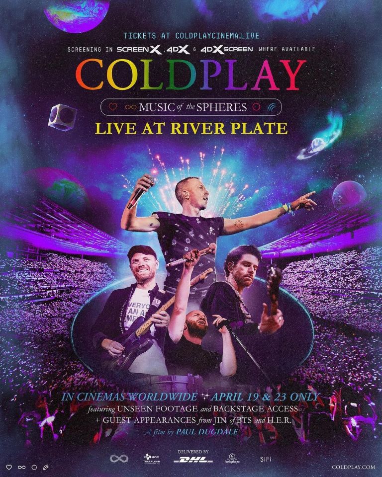 Coldplay lleva un concierto de Music Of The Spheres al cine