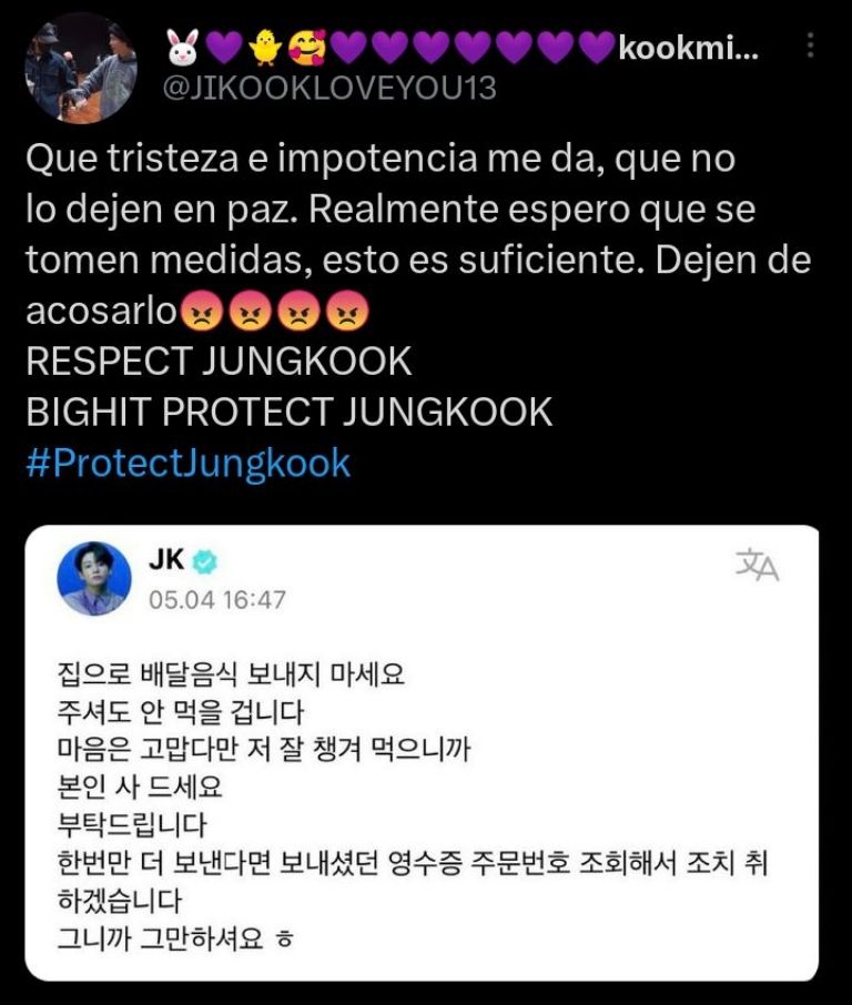 Jungkook BTS comida Weverse acoso