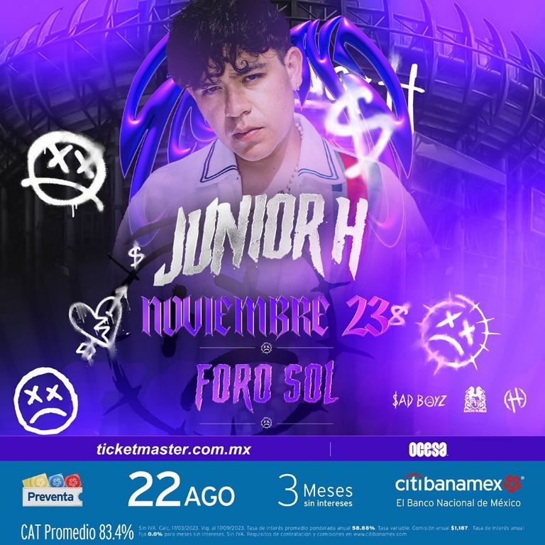 Checa el precio de los boletos para el concierto de Junior H en el Foro Sol de la CDMX