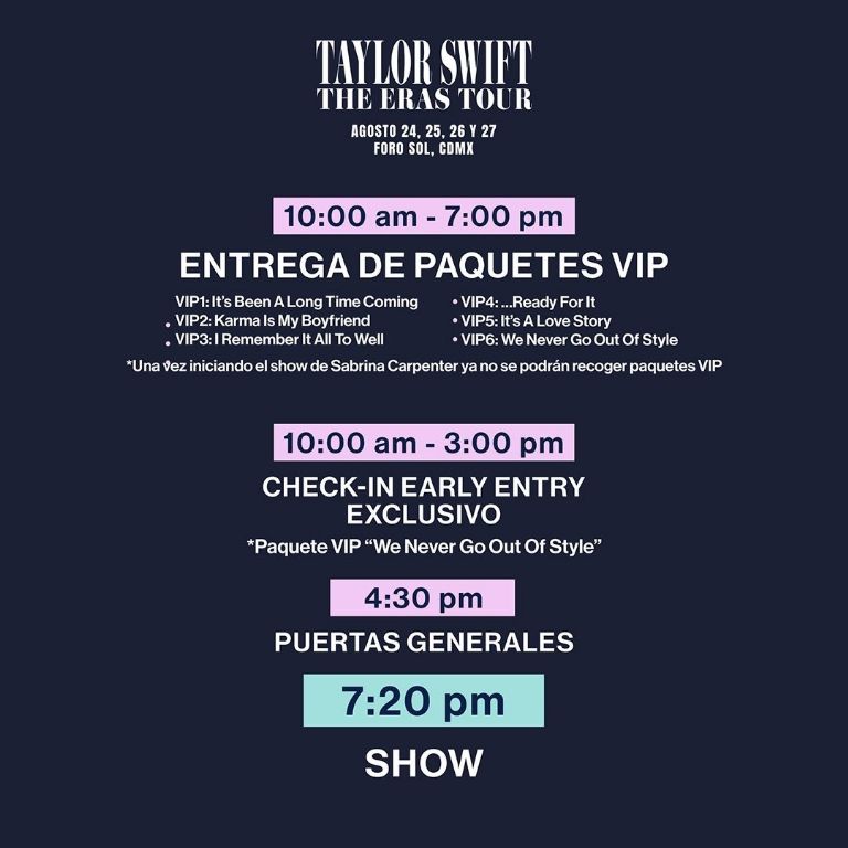 Horarios concierto Taylor Swift en México 