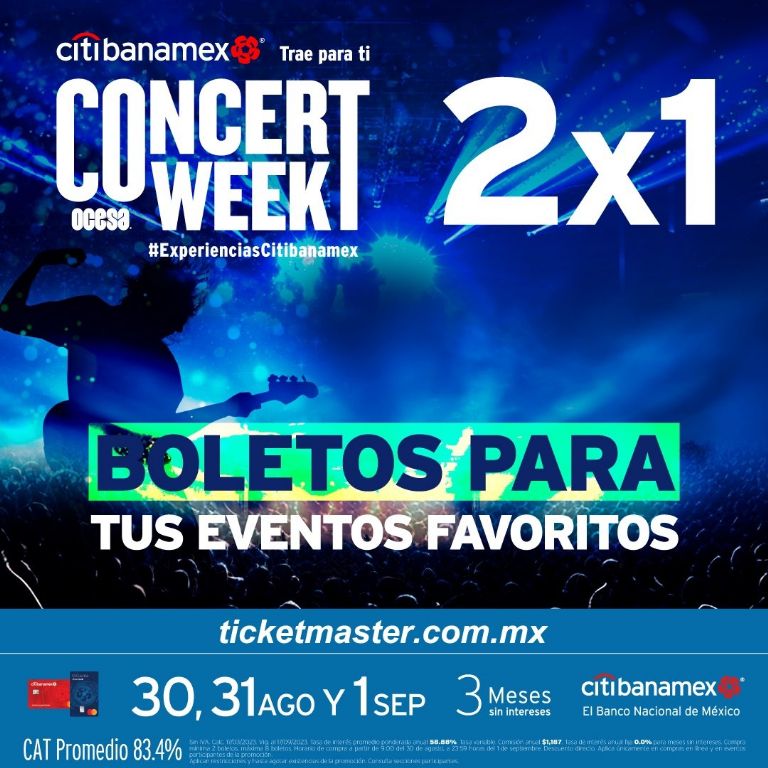 Ocesa Ticketmaster y Citibanamex ponen boletos para varios conciertos en promoción al 2x1