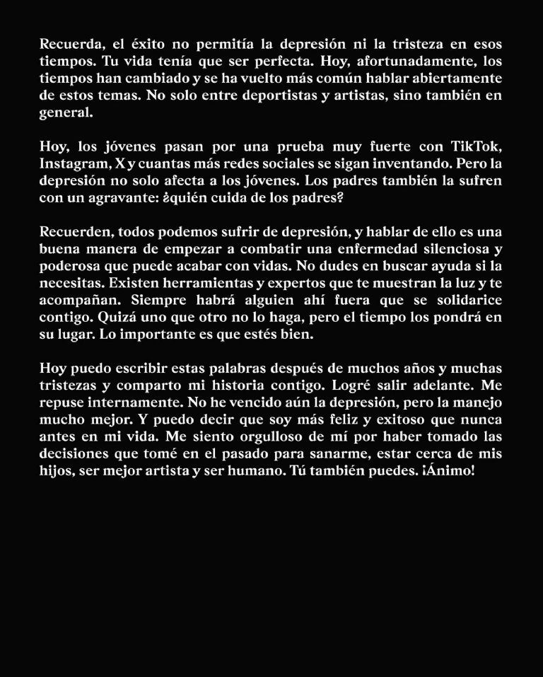 El cantante Juanes habló sobre la depresión una enfermedad que tiene desde hace 13 años