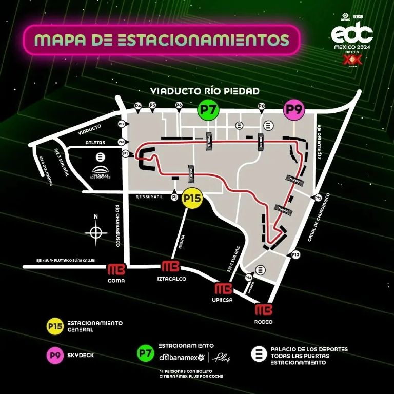 EDC México 2024: mapa de estacionamiento