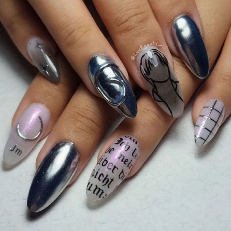 diseños de uñas de Jimin de BTS