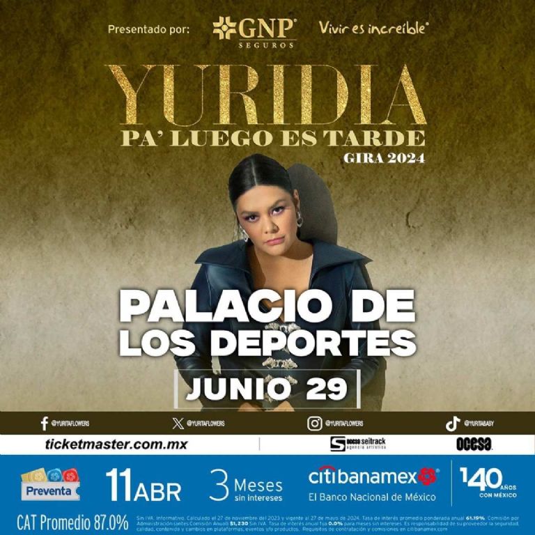 Yuridia tendrá concierto en el Palacio de los Deportes y este es el precio de los boletos