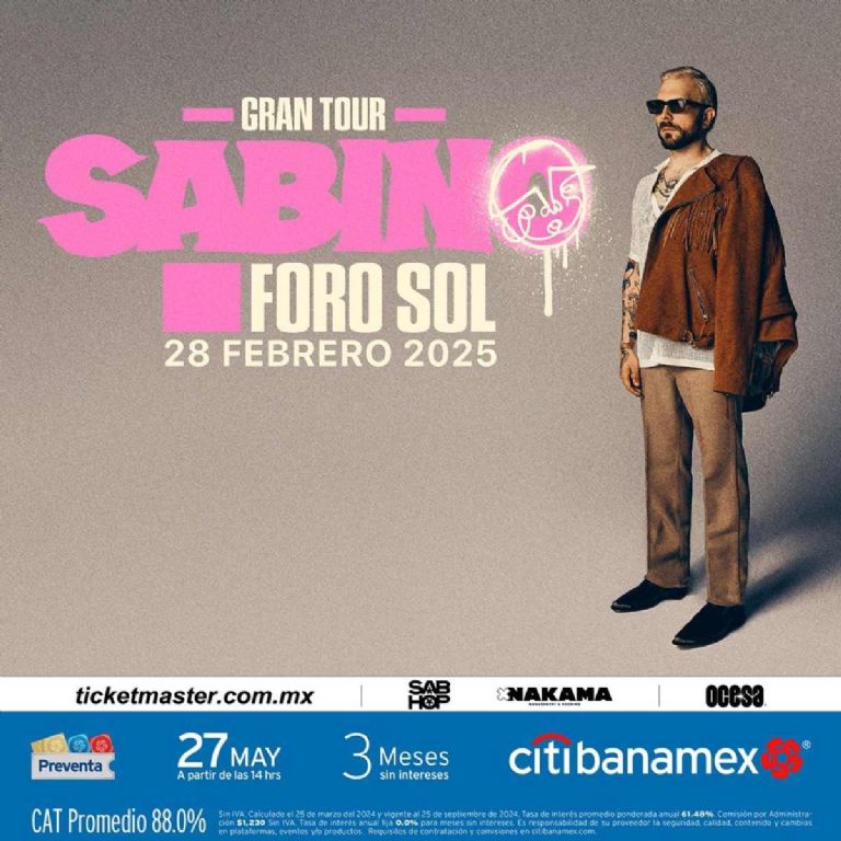 Este es el precio de los boletos y las fechas para el concierto de Sabino en el Foro Sol de la CDMX