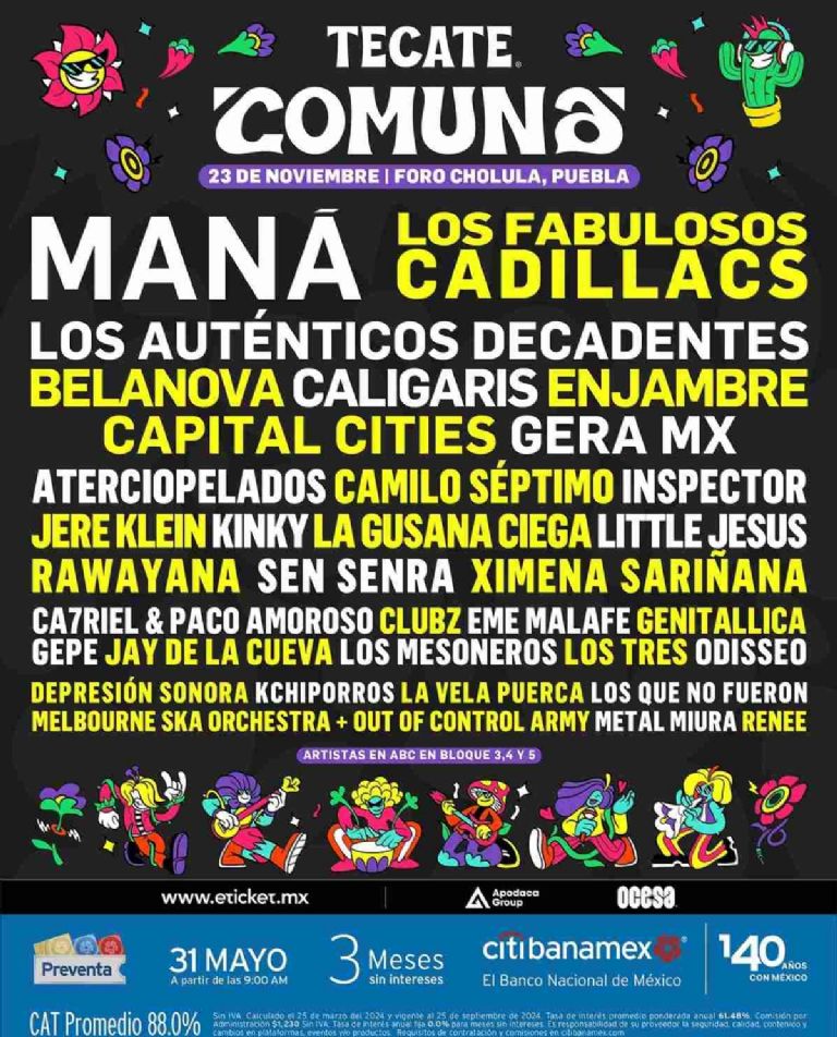 Este es el cartel completo y el precio de los boletos para el festival Tecate Comuna 2024