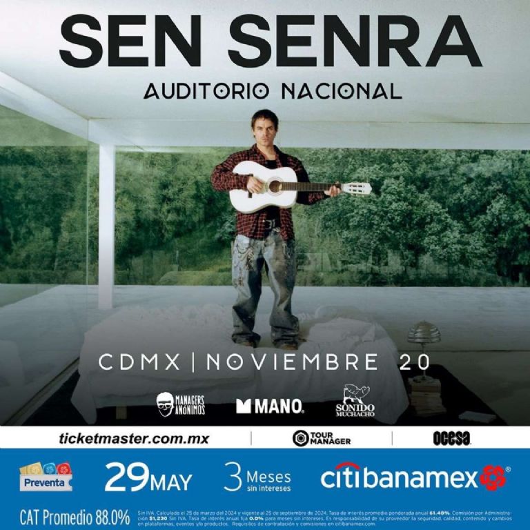 Este será el precio de los boletos para el concierto de Sen Senra en el Auditorio Nacional