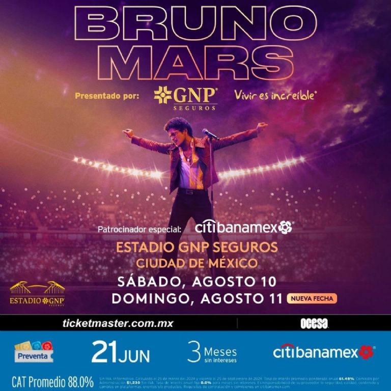 segunda fecha de bruno mars en el estadio gnp seguros precios 