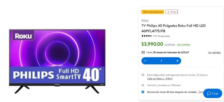 Walmart tiene un gran descuento estrena pantalla con la rebaja de la Smart TV Phillips y Roku