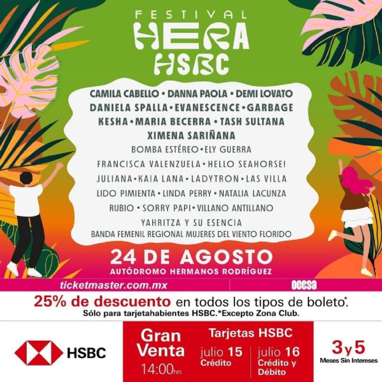 Cartel del Festival Hera HSBC con todos los artistas del line up