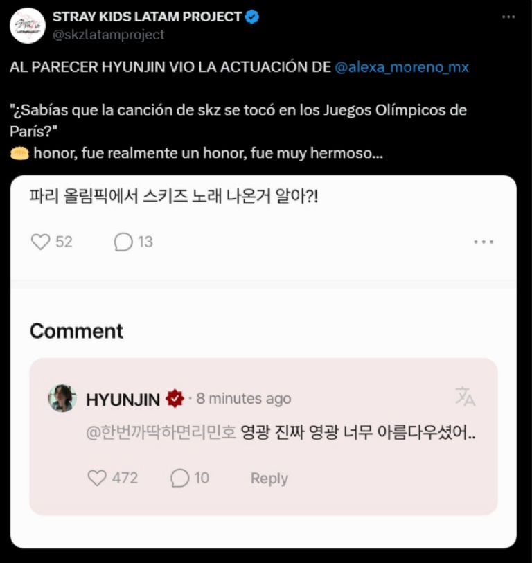 Hyujin e Stray Kids vio la rutina de piso de Alexa Moreno en gimnasia de los Juegos Olímpicos París 2024