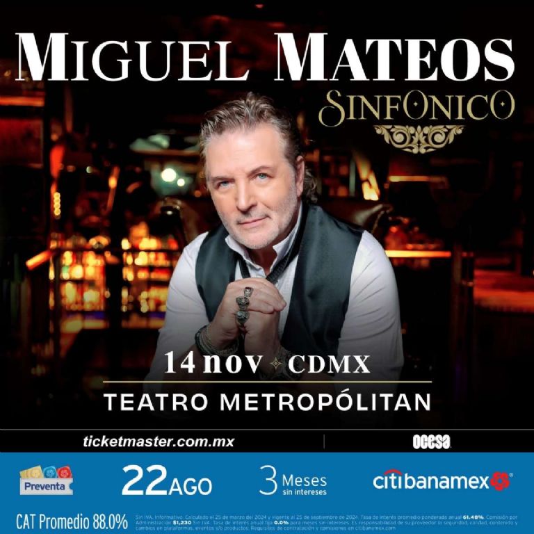 Precio de los boletos para el concierto de Miguel Mateos en el Teatro Metropólitan de la CDMX