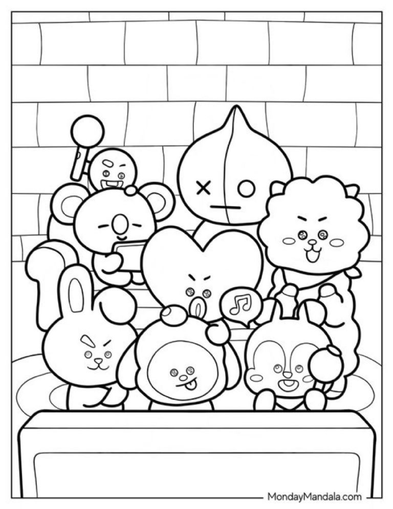 Plantillas para colorear con tiernas imágenes de BT21