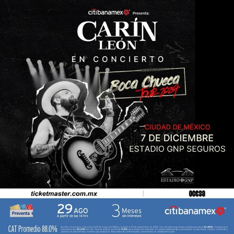 cuando es el concierto de carin leon en mexico estadio gnp seguros