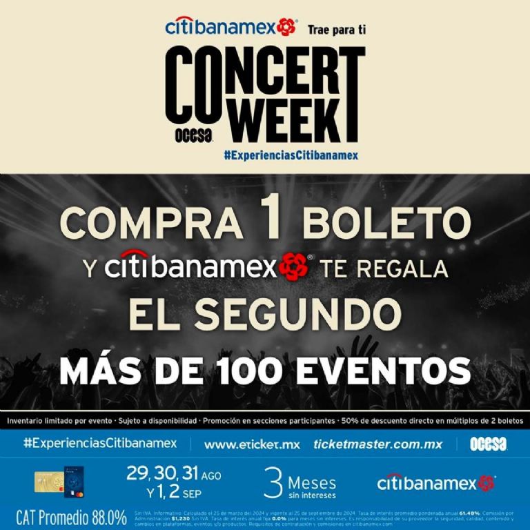 Ocesa y Citibanamex tendrá boletos gratis con las entradas de los artistas de estos conciertos