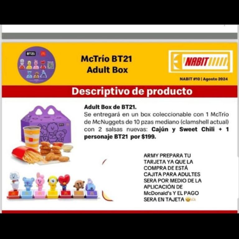 cuanto cuesta el combo de bt21 en mcdonalds en mexico precio