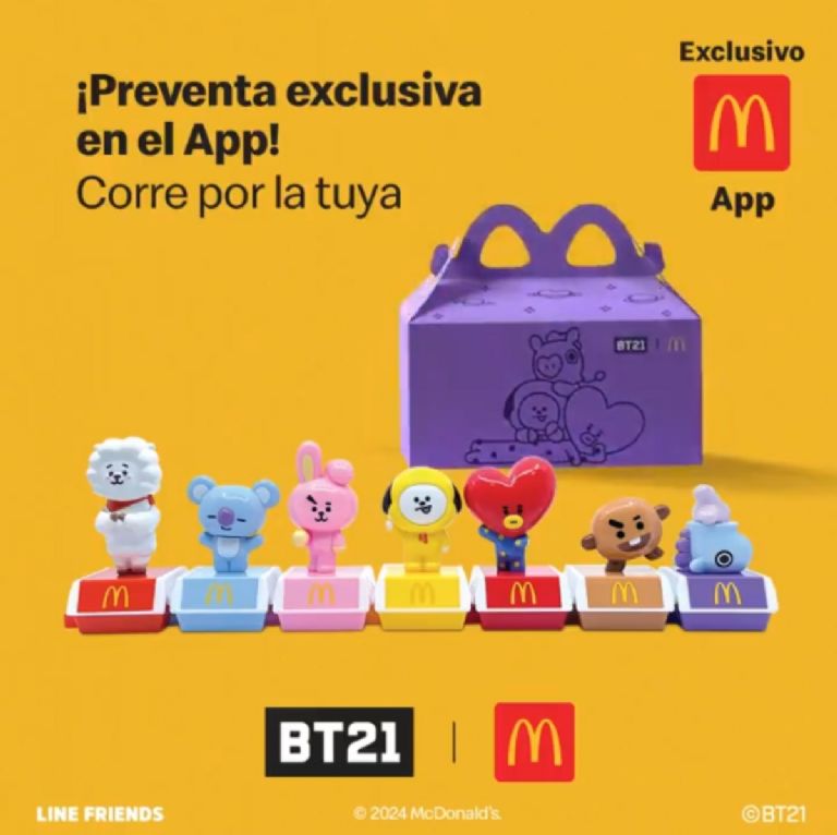 Muñecos de BT21 con McDonalds estará llegando pronto precio del combo y cómo pedirlo por la app