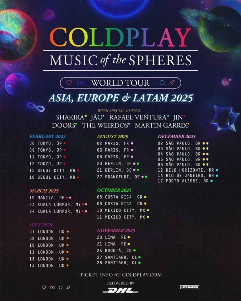 Fechas del tour de Coldplay para el 2025 y quiénes son los artistas invitados