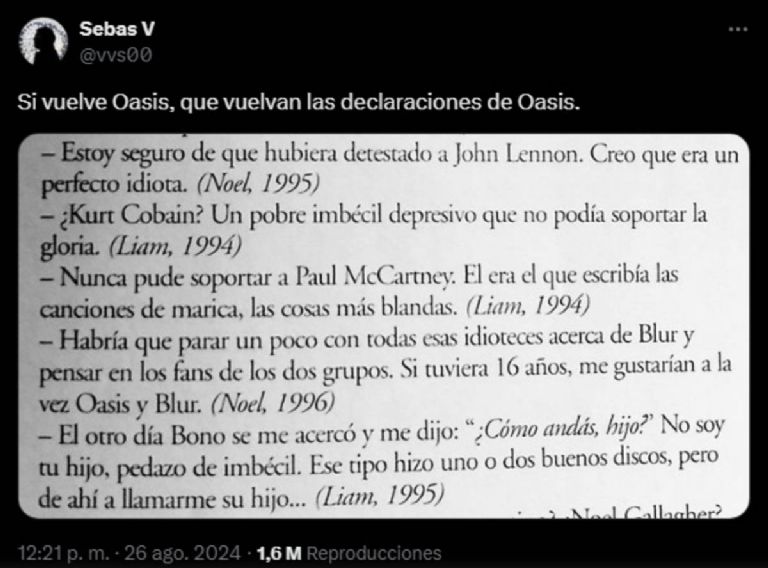 Polémicas de Oasis con otros músicos