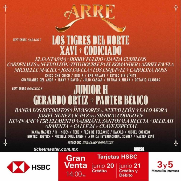 Horarios de los escenarios el domingo 8 de septiembre para el Festival Arre