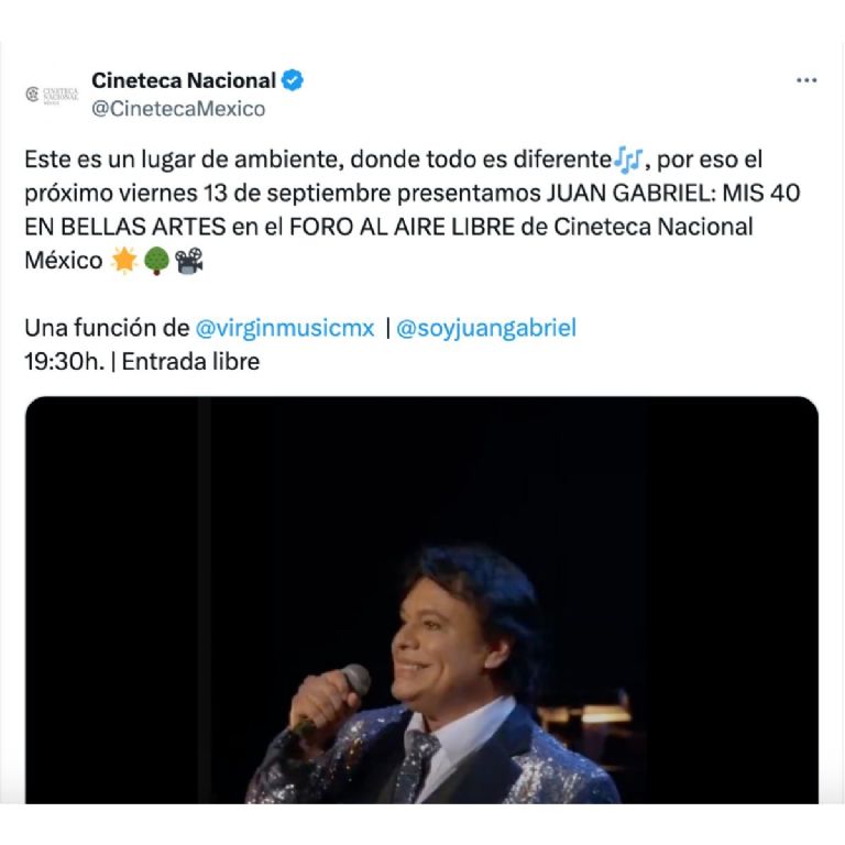 a que hora es el concierto de juan gabriel en la cineteca nacional