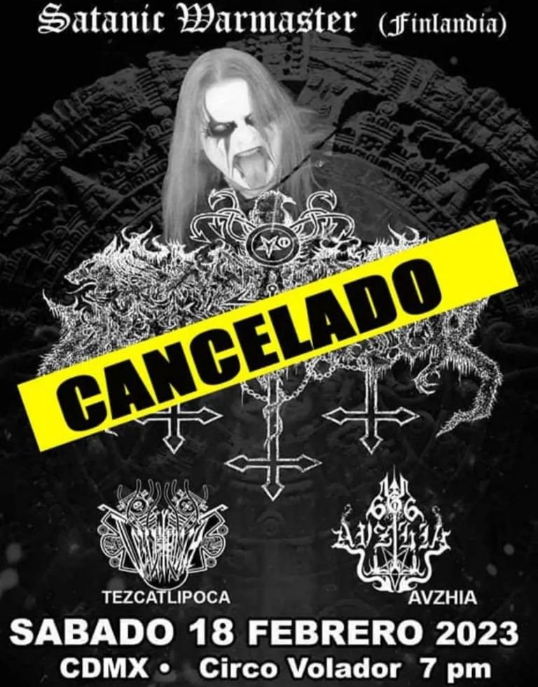 CDMX cancela concierto Satanic Warmaster