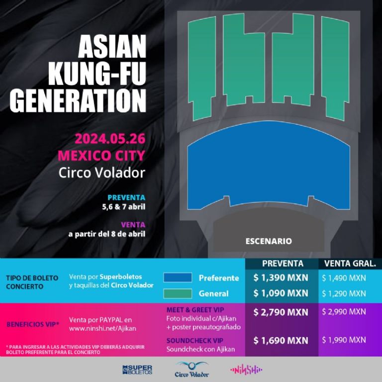 asian kungfu generation concierto méxico precios boletos circo volador