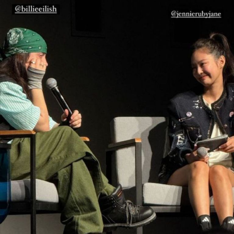 jennie de blackpink con billie eilish en evento de spotify en corea del sur