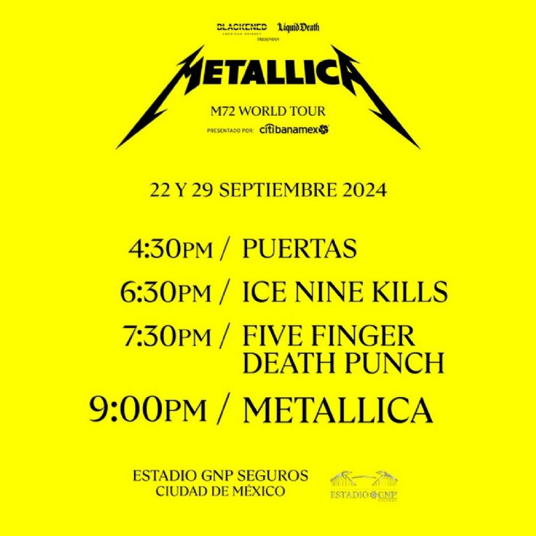 Setlist del concierto de Metallica en el Estadio GNP 22 de septiembre