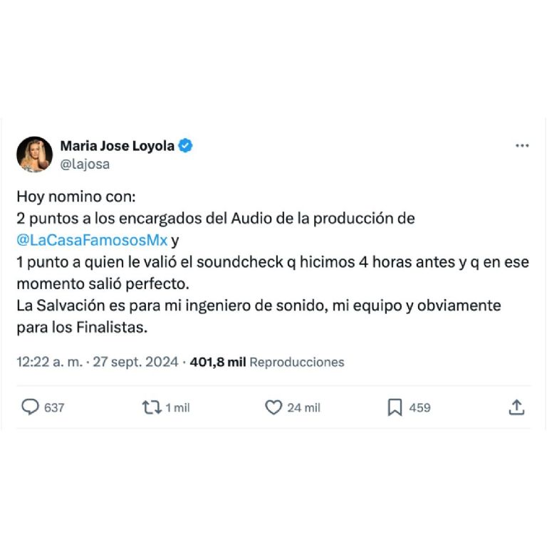 que dijo maria jose de su concierto en la casa de los famosos